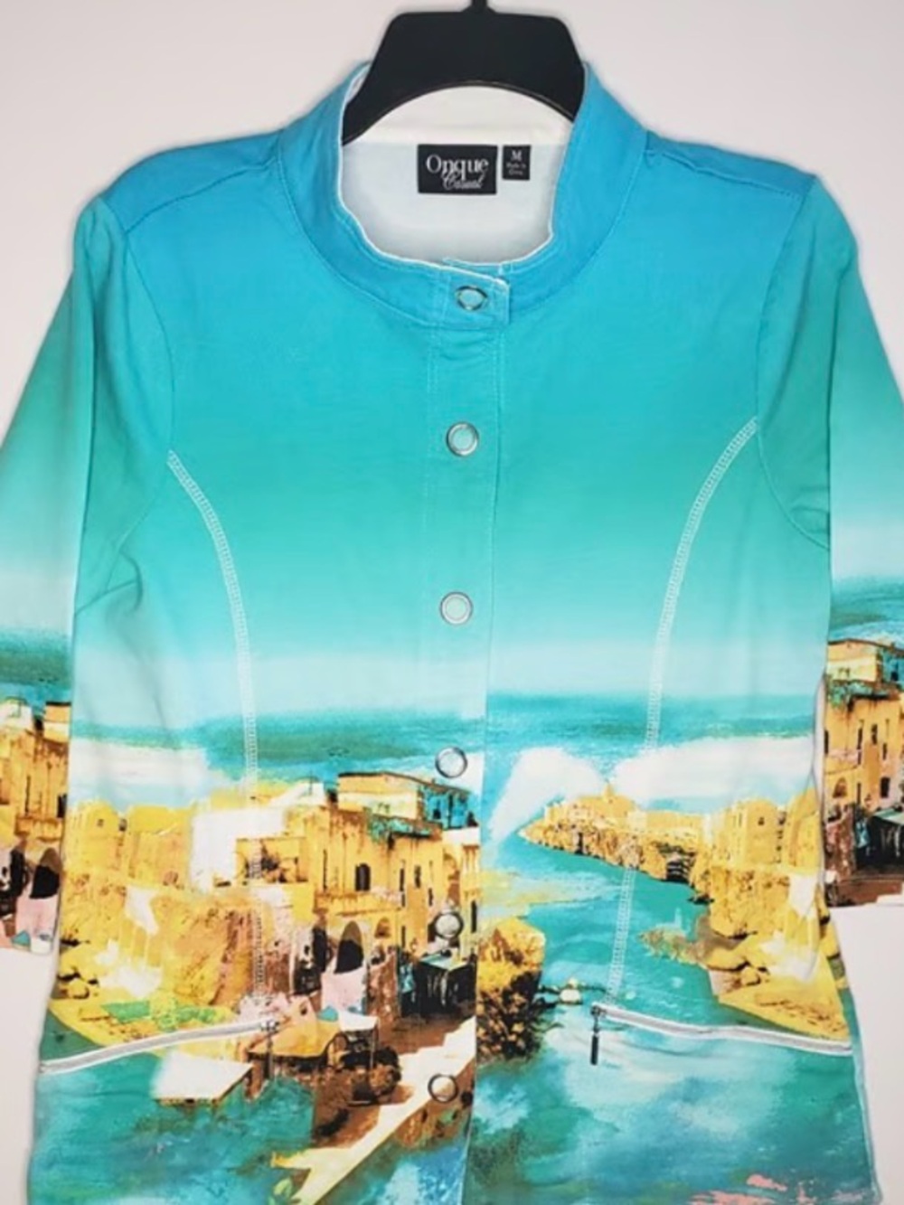 Teal & Yellow Printed Button-Front Top with matching shirt set